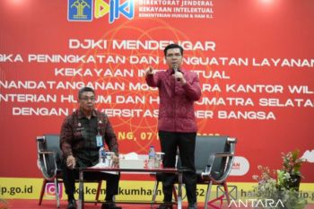 Kemenkumham Sumsel optimalkan layanan publik  kekayaan intelektual