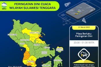 Awal April 2023 wilayah Sulawesi Tenggara cerah berawan
