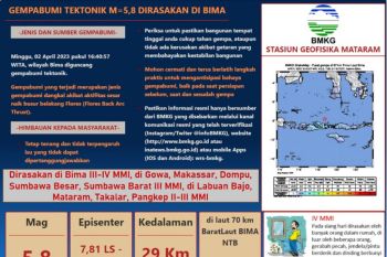 Gempa bumi Magnitudo 5,8 hebohkan Bima