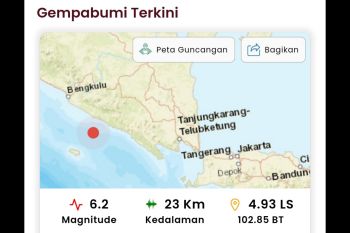 Gempa bumi terkini Magnitudo 6,2 guncang Bengkulu Selatan tidak berpotensi tsunami