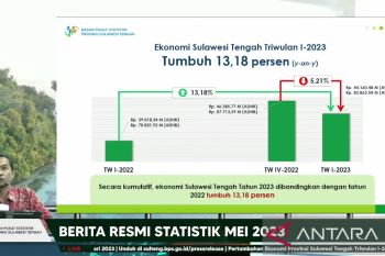 Ekonomi Sulteng tumbuh 13,18 persen pada triwulan I 2023