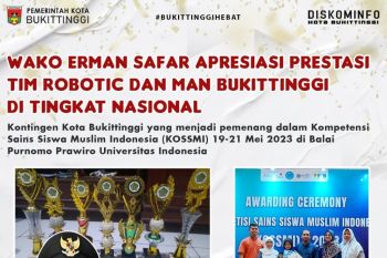 Wako Erman apresiasi prestasi Tim Robotik Madarasah Bukittinggi tingkat nasional