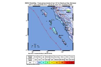 BMKG: Gempa Mentawai magnitudo 5,3 tidak berpotensi tsunami