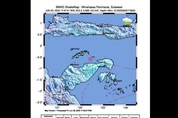 Gempa magnitudo 5,3 mengguncang Teluk Tomini, Sulawesi Tengah