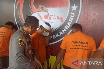 Tujuh tersangka termasuk sepasang tunangan coba edarkan 4,9 kg sabu di Pekanbaru