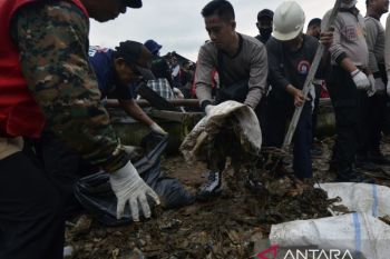 Aksi bersih-bersih di Pantai Sukaraja Bandarlampung