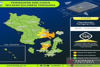 Cuaca di wilayah Sulawesi Tenggara berpotensi hujan sedang