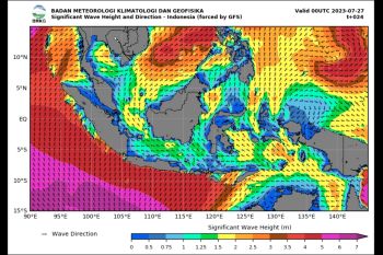 Waspada potensi di Indonesia gelombang laut tinggi enam meter 27-28 Juli