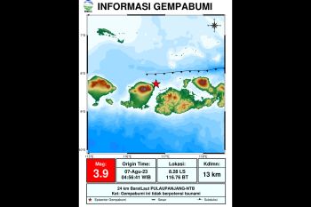 Gempa magnitudo 4,6 dirasakan di Lombok Timur