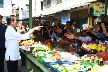 Presiden Jokowi tinjau harga kebutuhan pokok di Pasar Brahrang