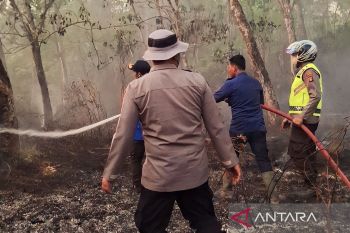 Tim Polres Ogan Komering Ulu padamkan karhutla di Sinar Peninjauan