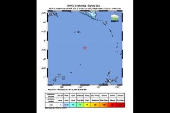 Gempa bumi terjadi di wilayah Laut Banda dengan magnitudo 5,4