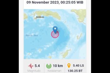 BMKG mencatat 45 kali gempa bumi susulan di wilayah Laut Banda