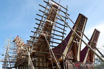 Pembuatan lumbung padi di Tana Toraja