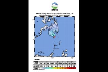 Gempa bumi dangkal M5,4 guncang barat laut Pulau Karatung