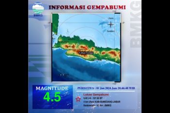 Gempa dangkal M4,5 kembali guncang Sumedang