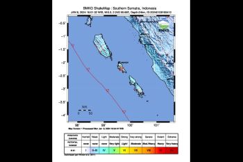 Gempa magnitudo 5,3 guncang wilayah Kepulauan Mentawai