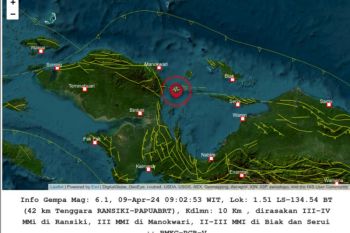 Gempa magnitudo 6,1 guncang Papua Barat