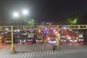 Kendaraan bus dan truk padati Pelabuhan Bakauheni Minggu malam