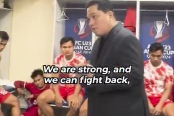 Erick Thohir  memberi motivasi bagi Garuda Muda agar tak menyerah kejar tiket Olimpiade