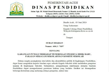 Disdik larang keras pungli penerimaan siswa baru di Aceh, ini edarannya