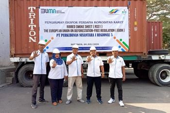 PTPN I Regional 5 perdana ekspor 40,5 ton karet standar EUDR ke AS