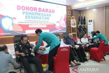 Kemenkumham Sumsel gelar donor darah massal  bantu penuhi stok PMI