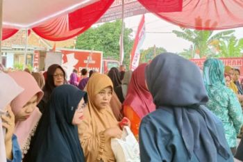 Pasar Murah Pemkab Lampung Selatan di Kecamatan Sidomulyo diserbu warga