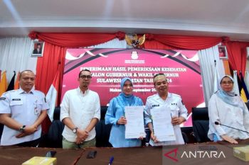 KPU Sulsel terima hasil tes kesehatan bapaslon gubernur-wagub