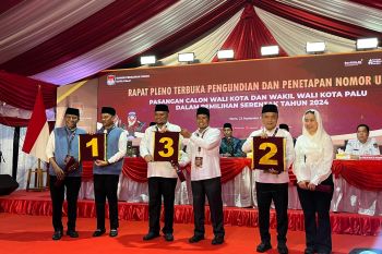 KPU Kota Palu tetapkan nomor urut Paslon peserta Pilkada