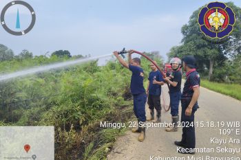 Sinergi, Damkar dan BPBD Muba berhasil Padamkan kebakaran Lahan di jalan Perumahan AMD tembusan Lumpatan
