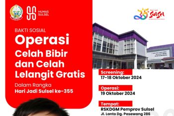 Pemprov Sulsel menggelar operasi celah bibir gratis peringati HUT ke-355