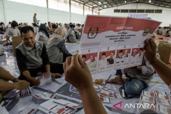 Penyortiran dan pelipatan surat suara Pilkada 2024 di Bandung