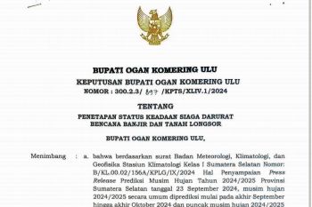 OKU tetapkan status siaga darurat banjir dan tanah longsor