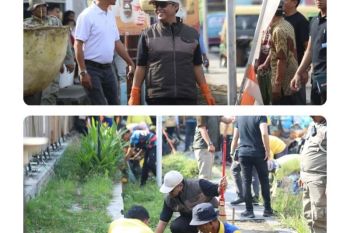 Wabup Lampung Tengah gotong royong bersihkan lingkungan Pasar Bandar Jaya Plaza