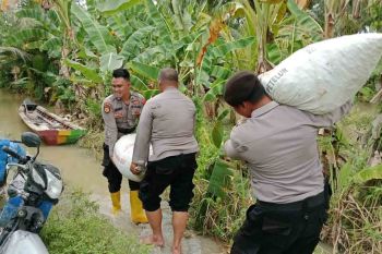 Polisi di Lampung Selatan bantu evakuasi barang warga korban banjir