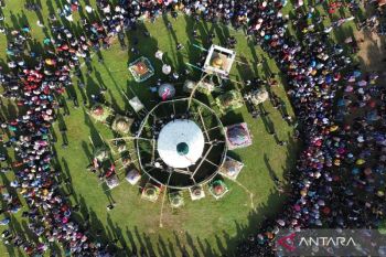 Tumpeng tempe sambut bulan suci Ramadhan di Sidoarjo