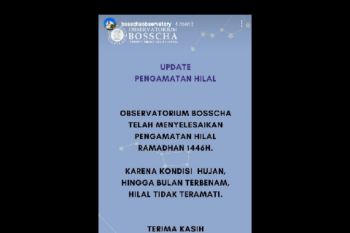 Bosscha gagal pantau hilal sampai matahari terbenam karena cuaca