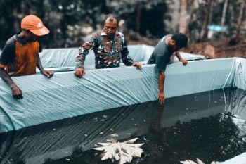 Satgas TMMD Kodim Biak bangun kolam ikan wujudkan Asta Cita Presiden Prabowo