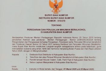 Pemkab Biak Numfor batasi operasional penjualan minuman beralkohol