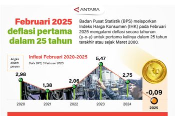 Februari 2025 deflasi pertama dalam 25 tahun