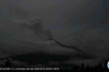 Gunung Lewotobi Laki-laki erupsi dua kali pada Kamis malam