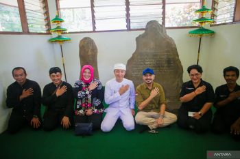 Wamenbud-Wali Kota Bogor lihat Prasasti Batutulis usai kena vandalisme