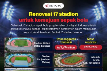 Renovasi 17 stadion untuk kemajuan sepak bola