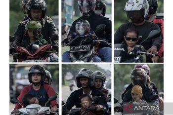 Banyak pemudik ambil risiko bersepeda motor dengan membawa anak