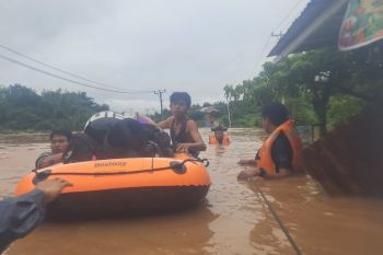 Satbrimob Polda-Sulteng evakuasi warga terdampak banjir di Korompeeli
