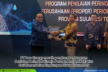 Poso Energy raih penghargaan PROPER Biru dari KLH Tahun 2025.