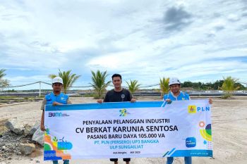 PLN Babel dukung sektor industri, sambungkan listrik 105 KVA di tambak udang
