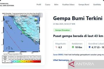 Kota Bengkulu diguncang gempa magnitudo 6,3