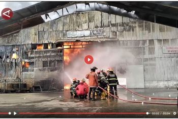 Lebih dari 150 personel padamkan kebakaran pabrik karet di Padang - VIDEO